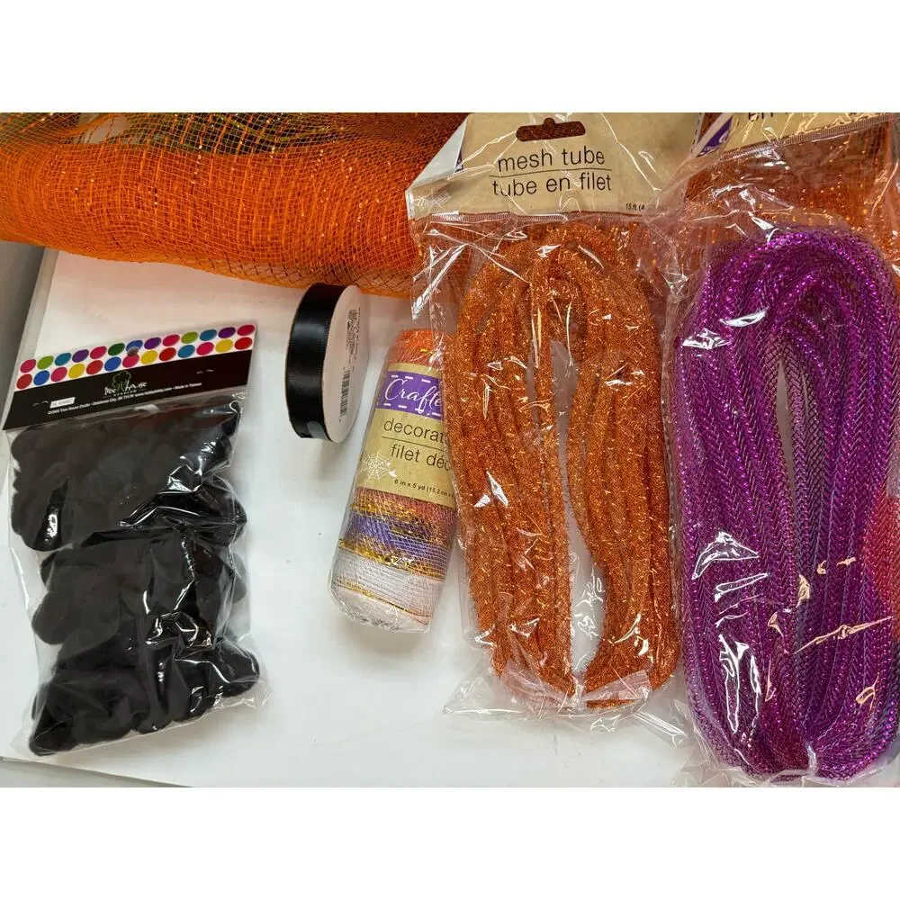 Lot of Halloween Wreath Making Supplies Craft Supply Pumpkin Ribbon Stencils New